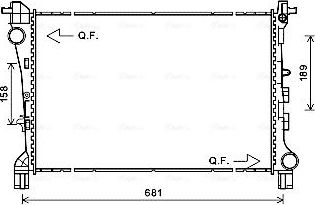 Радиатор охлаждения двигателя AVA для Fiat 500L I 2012-2026. Артикул FT2420