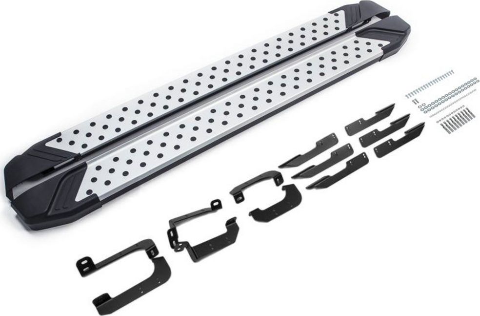 Пороги алюминиевые Rival Bmw-Style круг для Chery Tiggo 4 I рестайлинг 2019-2026. Артикул D173AL.0905.2