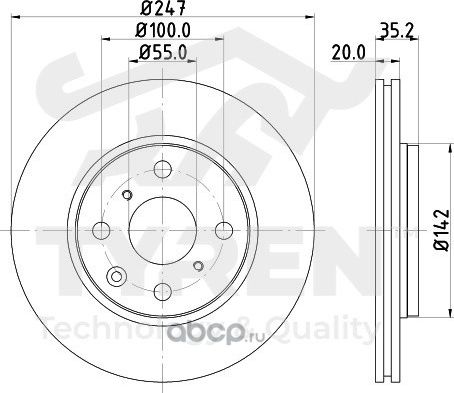 Тормозной диск (Tyren). Артикул TYR1022321