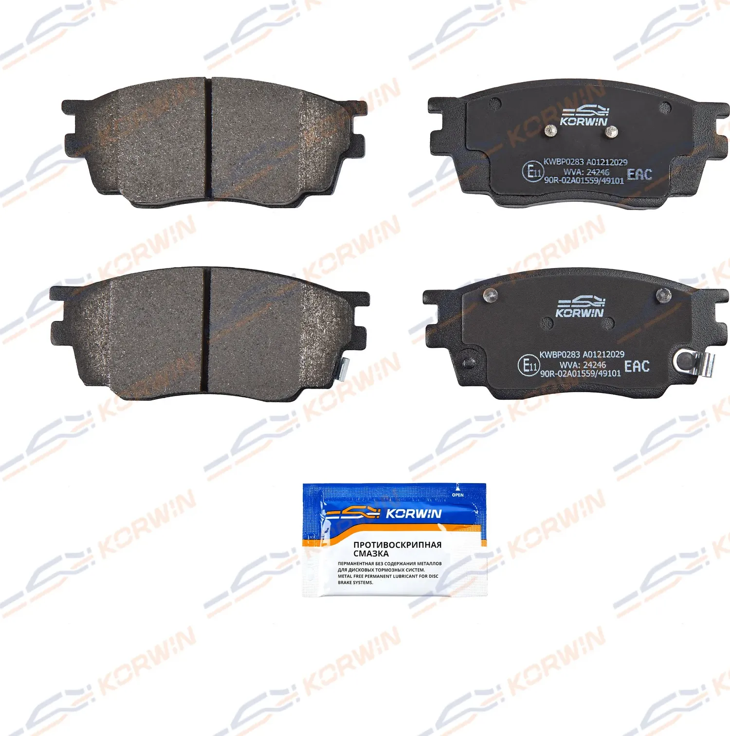 Колодки тормозные перед. Mazda 6 (GG/GY) 02-08 (Korwin). Артикул KWBP0283
