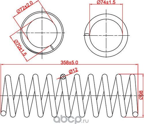 Пружина задней подвески Hyundai ix35/Tucson, Kia Sportage, L358-D98-t12 (Zikmar). Артикул Z48061R