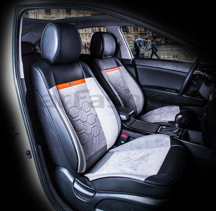 Накидки универсальные CarFashion Evolution для авто, цвет Серый/Черный/Оранжевый. Артикул 21440