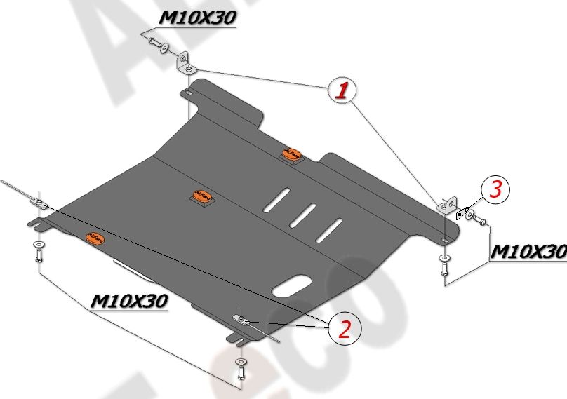 Защита алюминиевая Alfeco для картера и КПП Mazda Demio I DW 1996-2003. Артикул ALF.13.08 AL4