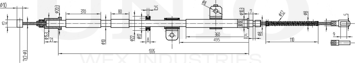 Трос ручного тормоза (Unio). Артикул CAB-60068