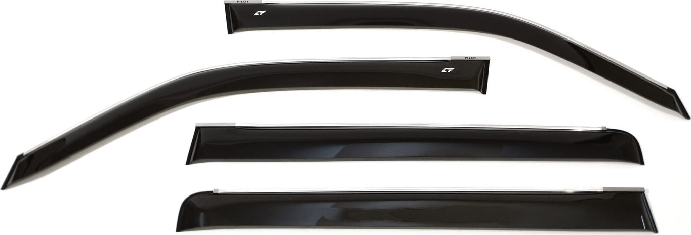Дефлекторы Cobra Tuning широкие (c хром. молдингом) для окон Honda Pilot II 2008-2015. Артикул HE11508CR