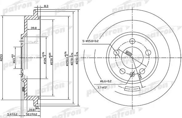 Тормозной барабан Patron задний для Skoda Roomster I 2006-2015. Артикул PDR1493