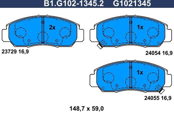 Тормозные колодки Galfer передние для Honda Stream I 2001-2005. Артикул B1.G102-1345.2