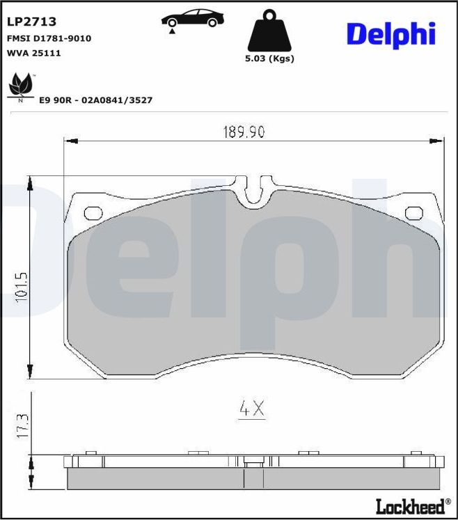 Тормозные колодки Delphi (Low-Metallic). Артикул LP2713