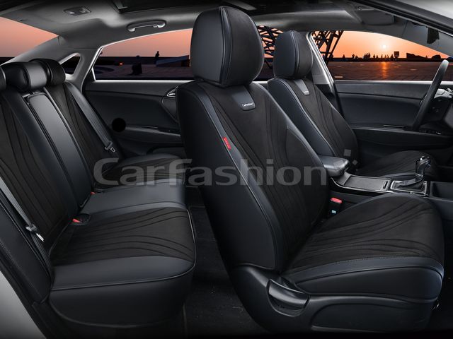 Чехлы универсальные каркасные CarFashion 5D Legion Plus на сидения авто, цвет Черный/Черный/Черный. Артикул 27315