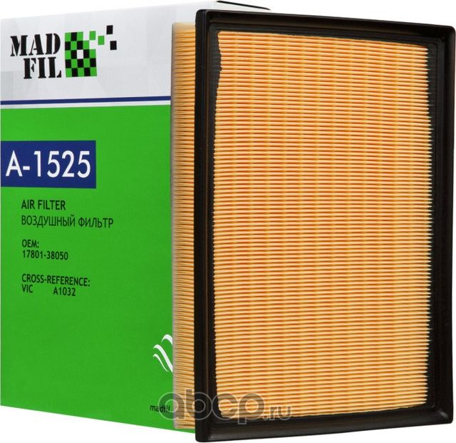 A-1525 Фильтр воздушный (17801-38050) (Madfil). Артикул A1525