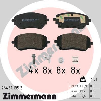 Тормозные колодки Zimmermann. Артикул 26451.195.2