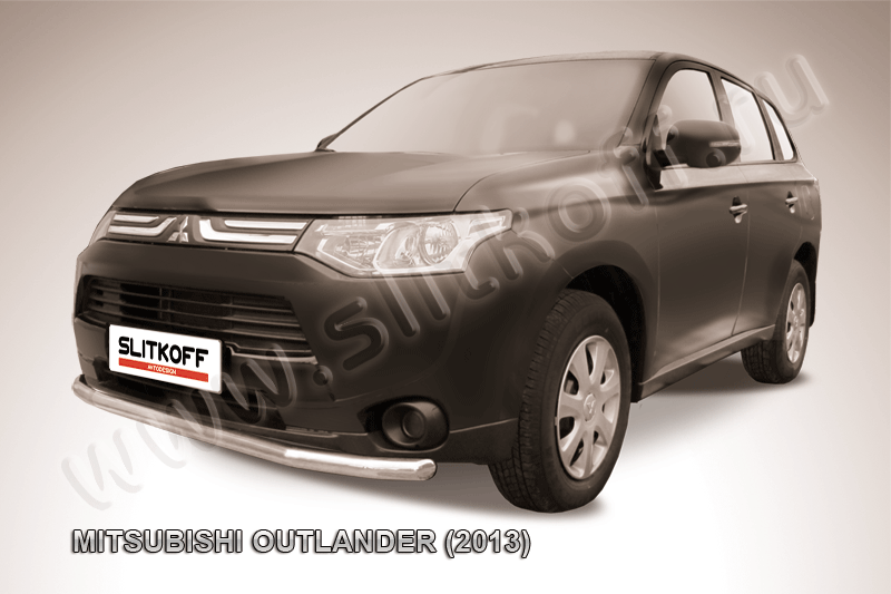Защита Slitkoff переднего бампера d57 для Mitsubishi Outlander III 2013-2014. Артикул MOUT13-003