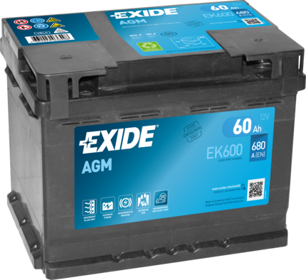 Аккумулятор Exide AGM для Smart Fortwo I (W450) 1999-2007. Артикул EK600