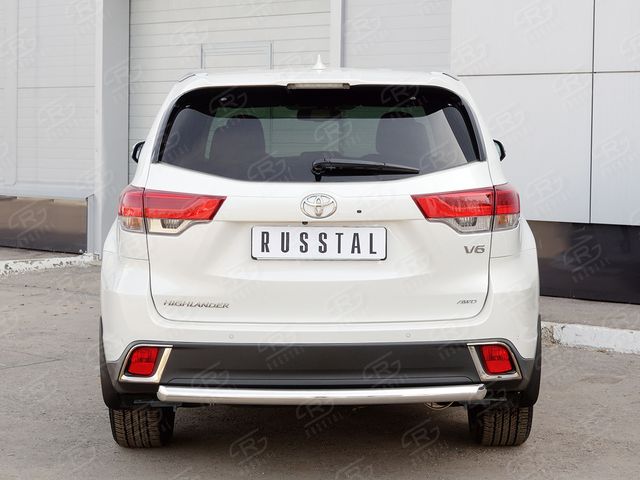 Защита RusStal заднего бампера d63 дуга для Toyota Highlander III 2016-2026. Артикул THRZ-002624