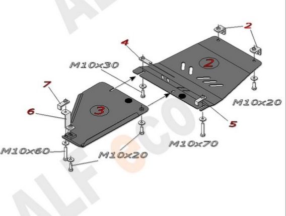 Защита алюминиевая Alfeco для КПП и раздатки Ford Explorer IV U251 2005-2010. Артикул ALF.07.03al