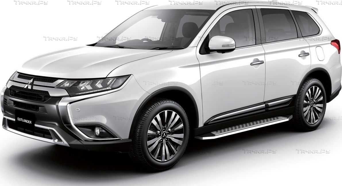 Пороги алюминиевые Rival Bmw-Style овал для Mitsubishi Outlander III рестайлинг 2018-2026. Артикул B173AL.4005.1