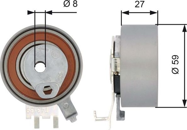 Натяжной ролик (натяжитель) ремня ГРМ Gates PowerGrip®. Артикул T43139