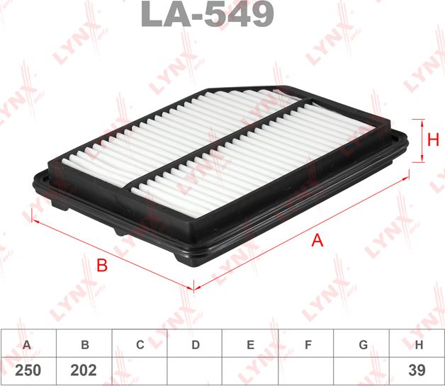 Воздушный фильтр LYNXauto. Артикул LA-549