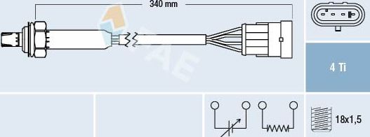 Лямбда-зонд (кислородный датчик) FAE. Артикул 77300