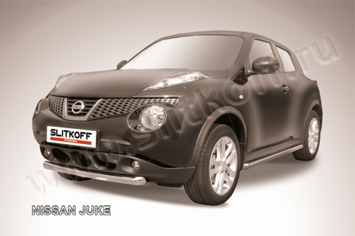 Защита Slitkoff переднего бампера d57 короткая для Nissan Juke 2WD 2010-2019. Артикул NJ2WD-002