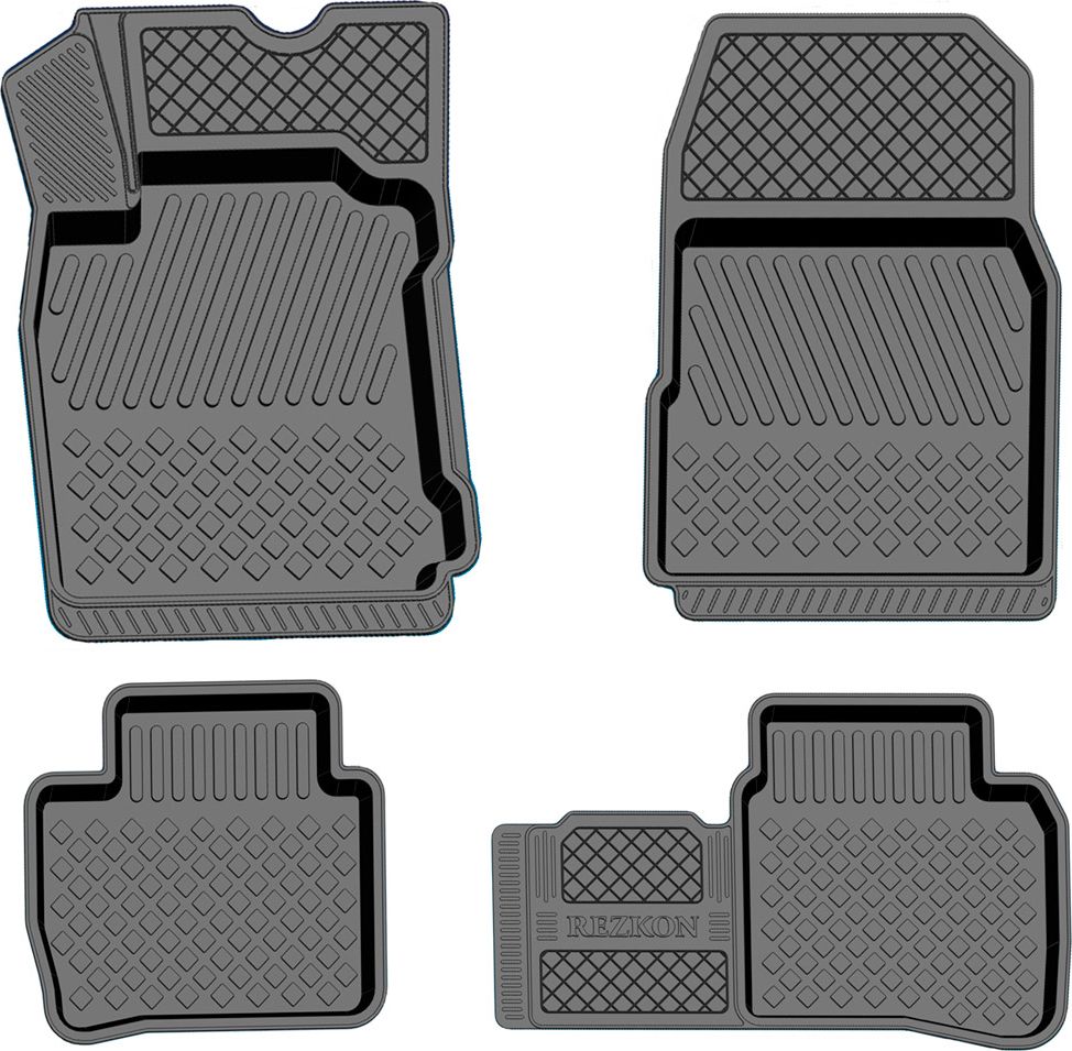 Коврики Rezkon резиновые для салона Nissan Tiida C11 2007-2014. Артикул 1025030100