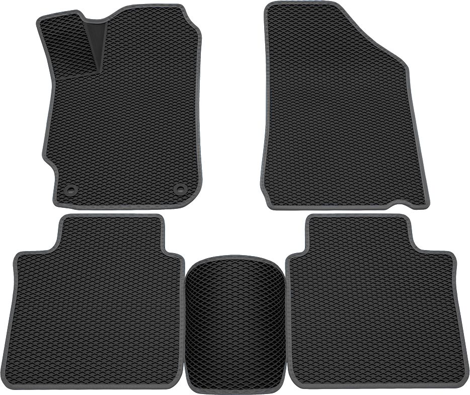 Коврики Rezkon 3D EVA ромб резиновые для салона Toyota Camry 50, 55 (V50, V55, XV50, XV55) рестайлинг 2014-2017 Серый кант. Артикул 9234010202