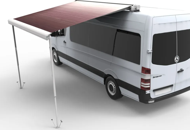 Маркиза автомобильная РИФ 3,5х2,5 м кассетная, привод механический, электромотор, корпус белый. Артикул RIF5833-3525M