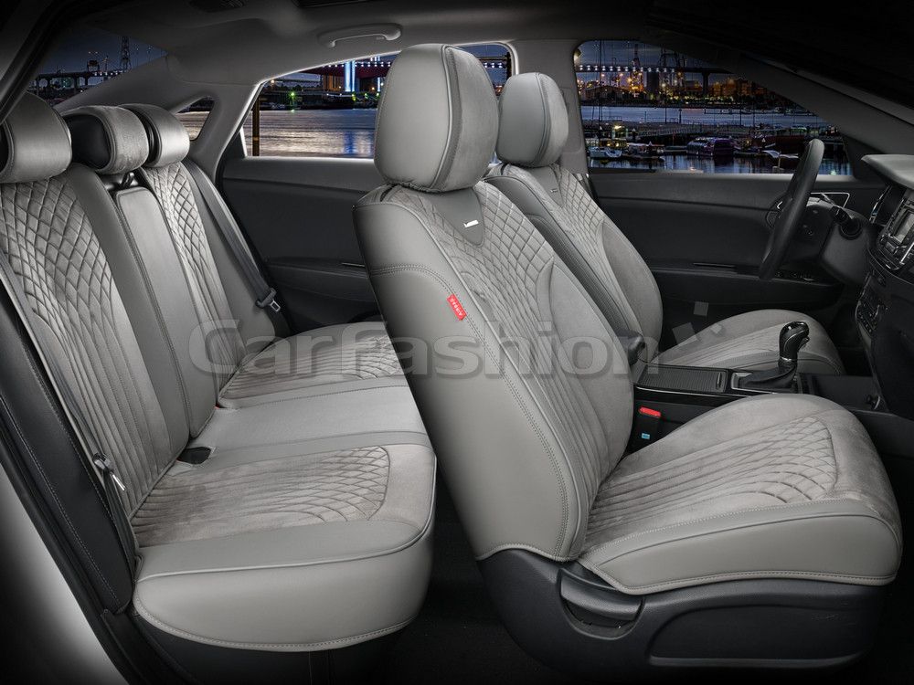 Чехлы универсальные каркасные CarFashion 5D Shell Plus на сидения авто, цвет Светло-серый/Светло-серый/Светло-серый. Артикул 22518