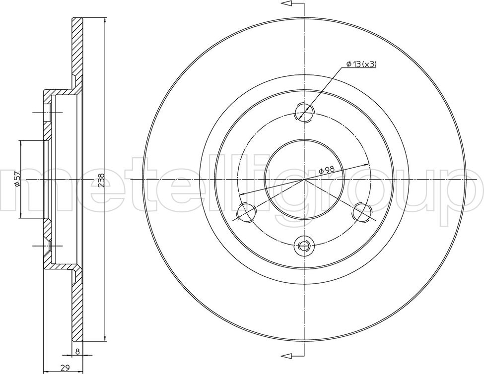 Тормозной диск Metelli. Артикул 23-0153