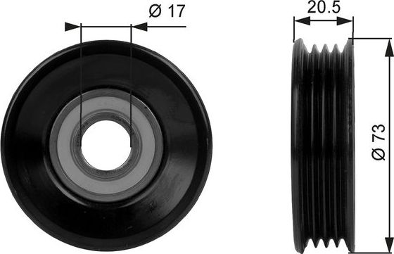 Натяжной ролик (натяжитель) приводного поликлинового ремня Gates DriveAlign®. Артикул T38030