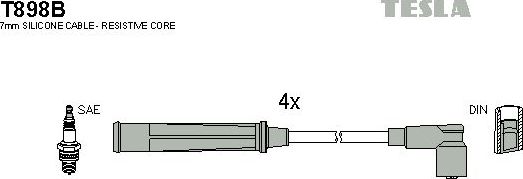 Высоковольтные провода (провода зажигания) (комплект) Tesla. Артикул T898B