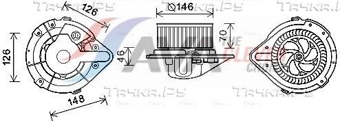 Вентилятор, мотор печки (отопителя) салона AVA для Skoda Superb I 2001-2008. Артикул AI8370