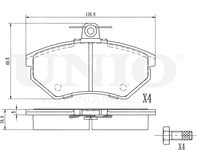 Колодки тормозные дисковые, комплект (Unio). Артикул BRP-20040