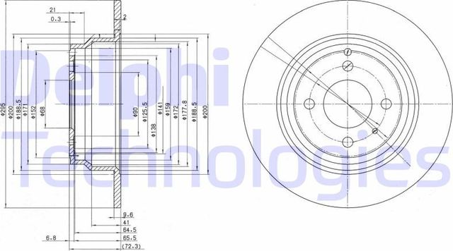 Тормозной диск Delphi задний для Volvo 850 1991-1996. Артикул BG2721