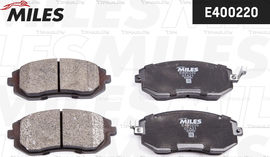 Тормозные колодки Miles (Low-Metallic) передние для Subaru Impreza II 2001-2007. Артикул E400220