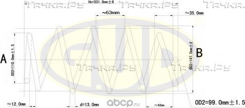Пружина подвески G.U.D.. Артикул GCS095069