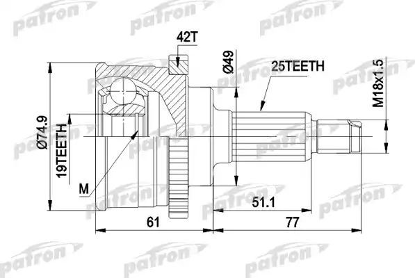 Шрус наружный (граната) Patron. Артикул PCV3741