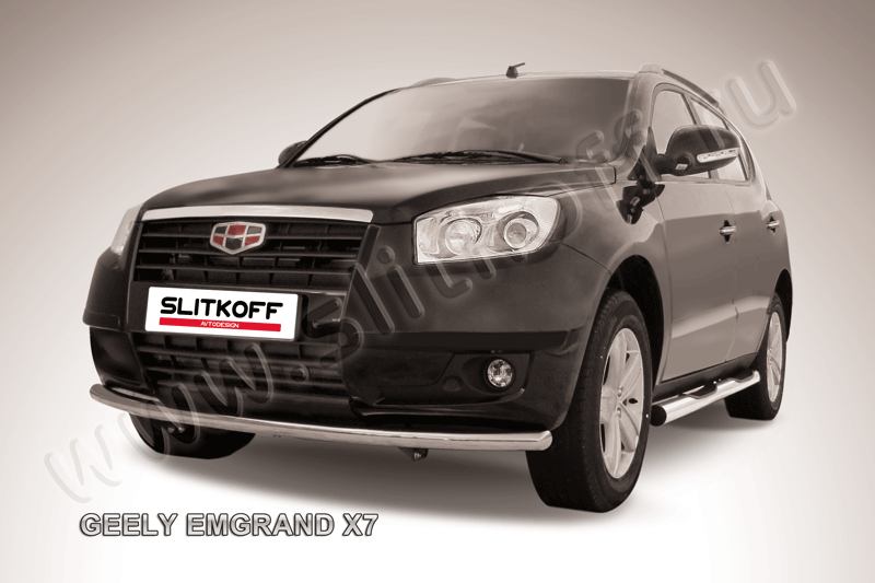 Защита Slitkoff переднего бампера d57 радиусная для Geely Emgrand X7 2011-2016. Артикул GEX7007