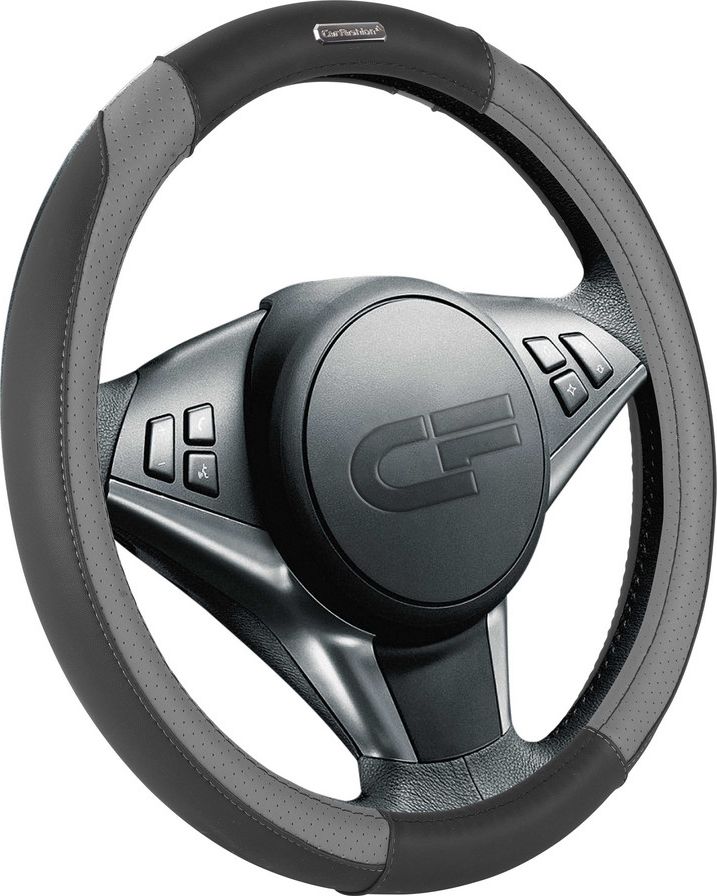 Оплётка на руль CarFashion Goa (размер M, экокожа, цвет ЧЕРНЫЙ/СЕРЫЙ/СЕРЫЙ). Артикул 31322
