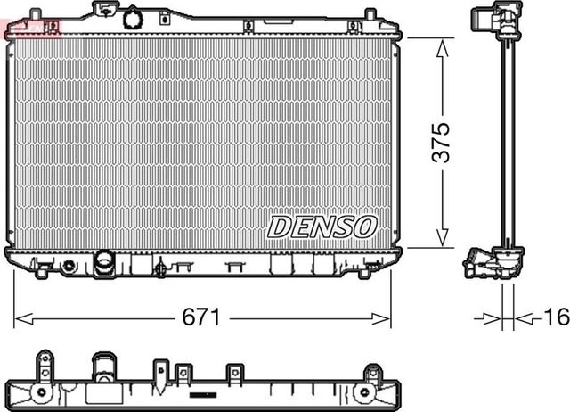 Радиатор охлаждения двигателя Denso для Honda Civic IX 2012-2016. Артикул DRM40037