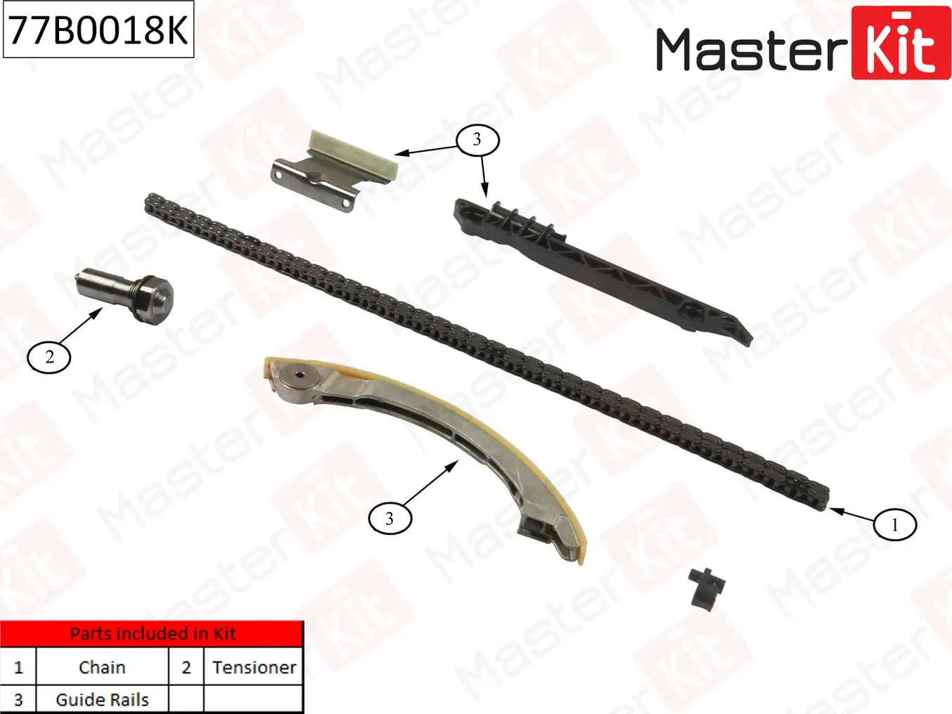 77B0018K Комплект цепи ГРМ Opel Vectra C 2.2i 16V Z 22 D1 02- (без звездочек) (Master KIT). Артикул 77b0018k