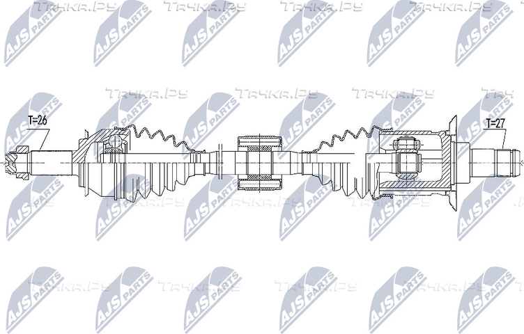 Полуось (привод в сборе, приводной вал) NTY. Артикул NPW-BM-105