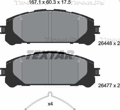 Тормозные колодки Textar для Toyota RAV4 V (XA50) 2020-2026. Артикул 2644801