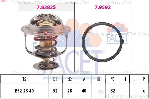 Термостат Facet Made in Italy - OE Equivalent для Mazda CX-7 I 2009-2013. Артикул 7.8383