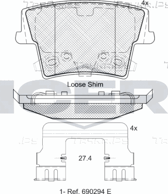 Тормозные колодки Icer задние для Dodge Charger VI (LD) 2011-2026. Артикул 182069