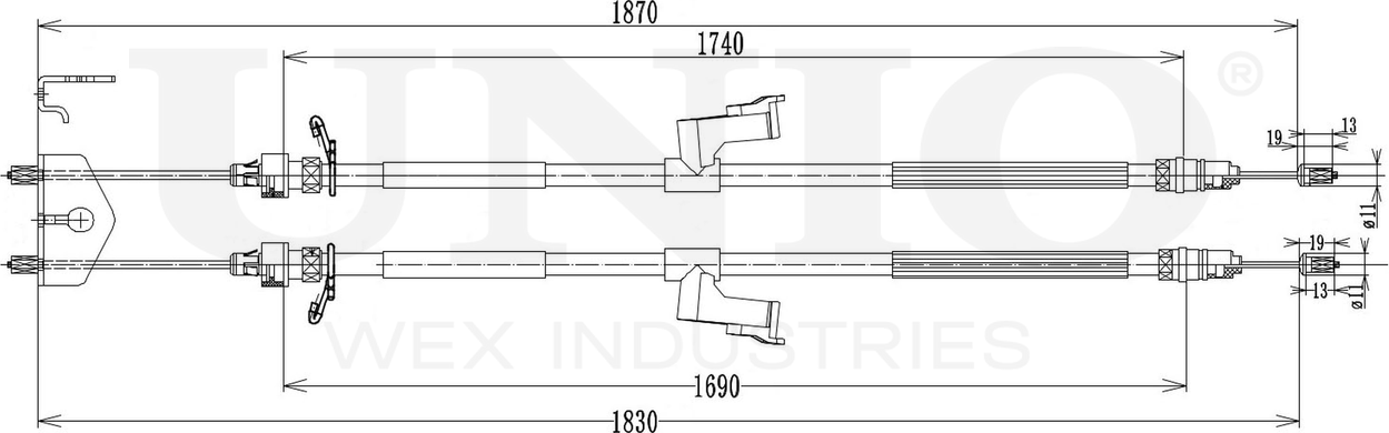 Трос ручного тормоза (Unio). Артикул CAB-60055