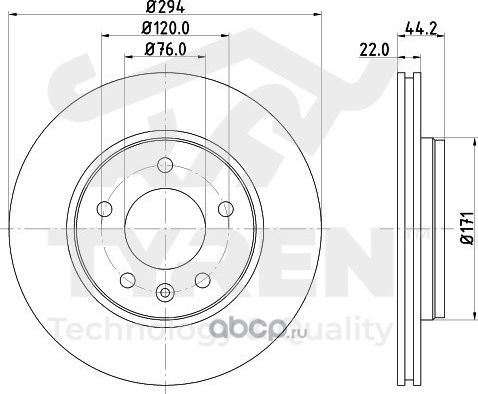 Тормозной диск (Tyren). Артикул TYR1019931