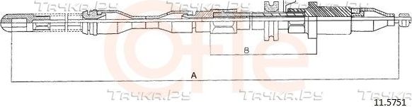 Трос ручника (тросик ручного тормоза) Cofle. Артикул 11.5751