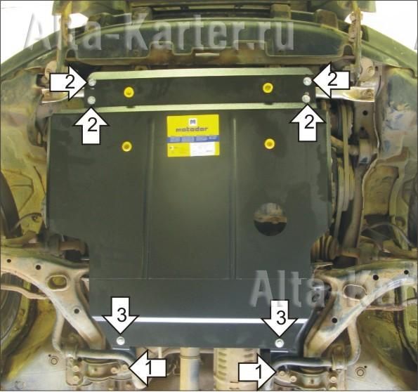 Защита Мотодор для картера, КПП Honda CR-V I 1995-2002. Артикул 00805