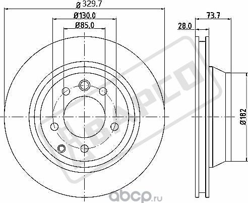 Тормозные диски задн.вентил.BD0262 (Bapco). Артикул BD0262